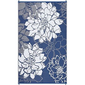 Waterproof Reversible Outdoor Rug with 4 Stakes & Storage Bag, Portable Patio Mat for Camping Deck