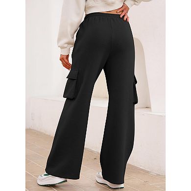Women's High Waisted Drawstring Wide Leg Cargo Pants Casual Baggy Joggers with Pockets