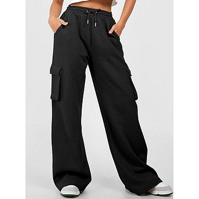 Women's High Waisted Drawstring Wide Leg Cargo Pants Casual Baggy Joggers with Pockets