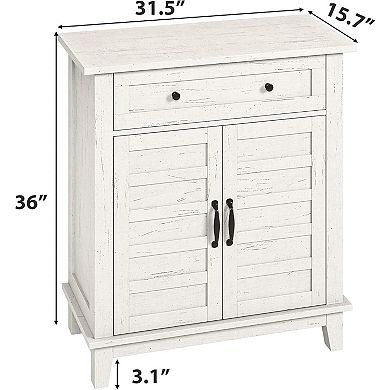Farmhouse Sideboard Buffet Cabinet, Adjustable Shelves, Large Drawer for Dining Room, Living Room