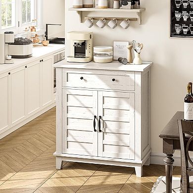 Farmhouse Sideboard Buffet Cabinet, Adjustable Shelves, Large Drawer for Dining Room, Living Room