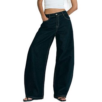 Women's Y2K Wash High Waisted Street Demin Pants Baggy Wide Leg Jeans