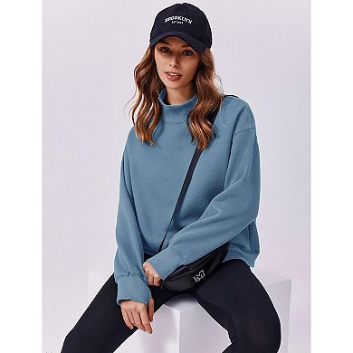 Pinspark Women's Turtleneck Fleece Lined Sweatshirt Long Sleeve Top with Thumb Holes & Pockets