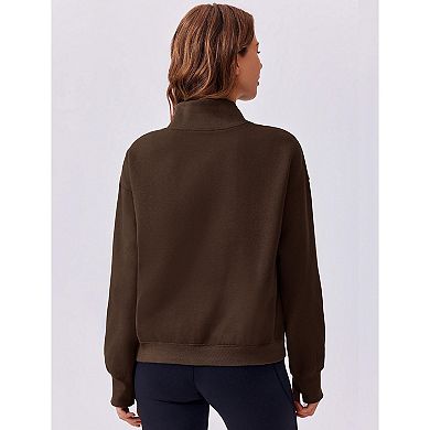 Pinspark Women's Turtleneck Fleece Lined Sweatshirt Long Sleeve Top with Thumb Holes & Pockets