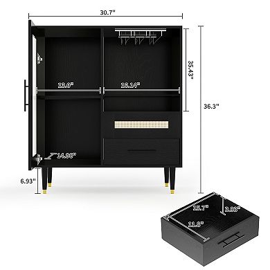 Modern Wine & Coffee Bar Cabinet, Storage Sideboard Liquor Buffet Cabinet with Drawers for Kitchen