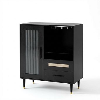 Modern Wine & Coffee Bar Cabinet, Storage Sideboard Liquor Buffet Cabinet with Drawers for Kitchen