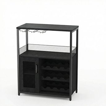 3 tier Detachable Wine Bar Cabinet with LED Lights,Glass Holder,Mesh Door,for Kitchen,Living Room
