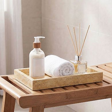 Travertine Tray, Natural Yellow Stone Rectangular Decorative Tray, Perfume Organizer,Jewelry Display