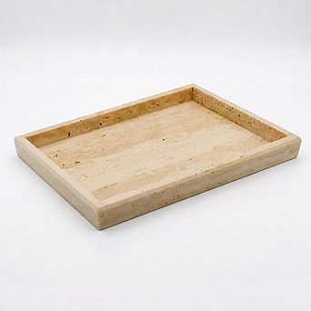 Travertine Tray, Natural Yellow Stone Rectangular Decorative Tray, Perfume Organizer,Jewelry Display