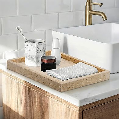 Travertine Tray, Natural Yellow Stone Rectangular Decorative Tray, Perfume Organizer,Jewelry Display