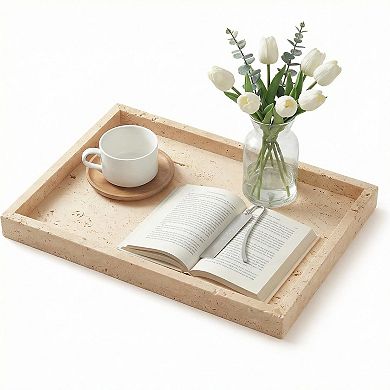 Travertine Tray, Natural Yellow Stone Rectangular Decorative Tray, Perfume Organizer,Jewelry Display