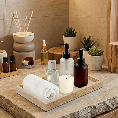 Travertine Tray, Natural Yellow Stone Rectangular Decorative Tray, Perfume Organizer,Jewelry Display