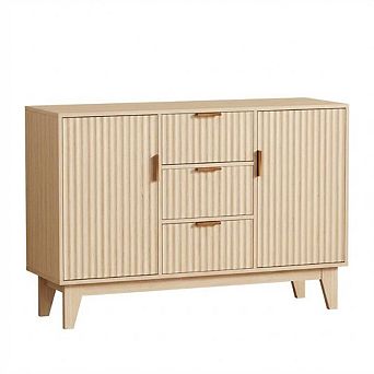 Fluted Sideboard Buffet Cabinet with Storage, Kitchen Storage Cabinet, Wood Coffee Bar Buffet Table