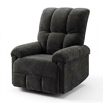 Manual Swivel Rocking Recliner Chair Overstuffed High Back Single Sofa