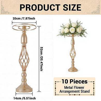 10 Pcs Golden Wedding Centerpieces Stand,Wedding Flower Vases Crystal Artificial Flower Arrangements