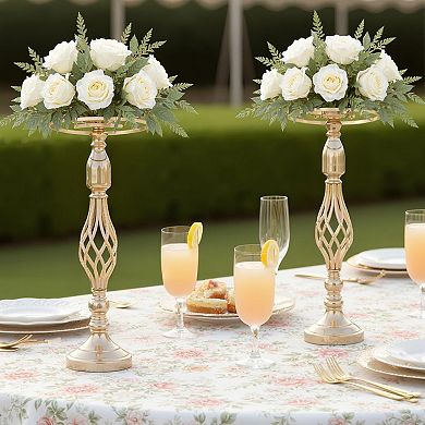 10 Pcs Golden Wedding Centerpieces Stand,Wedding Flower Vases Crystal Artificial Flower Arrangements