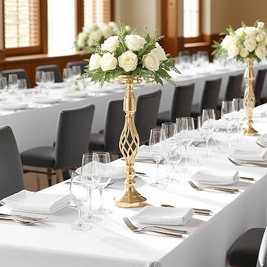 10 Pcs Golden Wedding Centerpieces Stand,Wedding Flower Vases Crystal Artificial Flower Arrangements