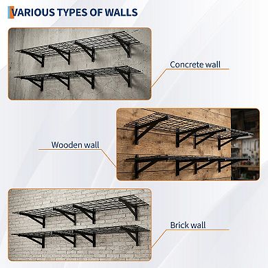 4 Pack Garage Wall Mounted Garage Shelves 1400lbs Capacity, 24"X72" Shelf Storage Rack Floating