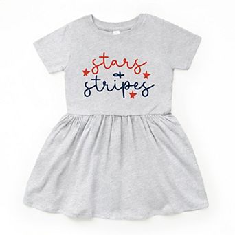 Patriotic Stars and Stripes Cursive - Toddler Graphic Dress