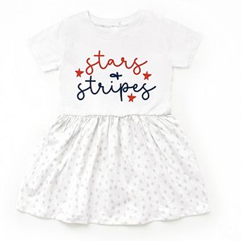 Patriotic Stars and Stripes Cursive - Toddler Graphic Dress