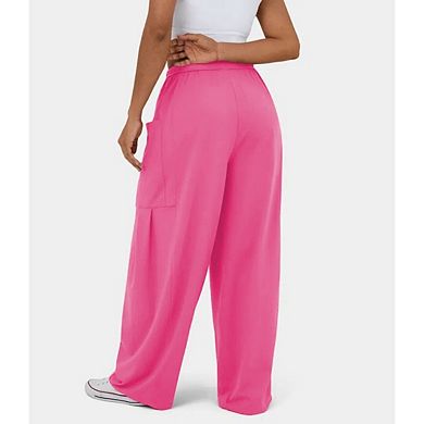 Women's Drawstring Elastic Waist Casual Harem Palazzo Trousers with Pockets Harem Pants