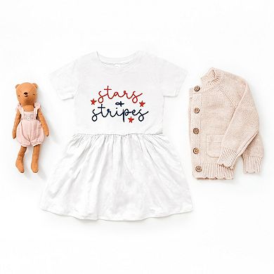 Patriotic Stars and Stripes Cursive - Infant Dress