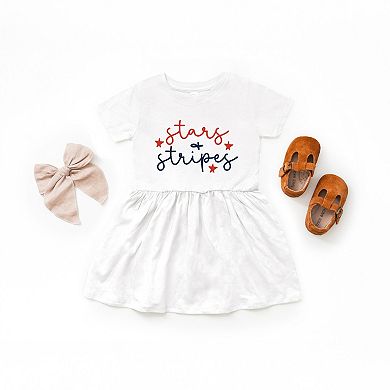 Patriotic Stars and Stripes Cursive - Infant Dress