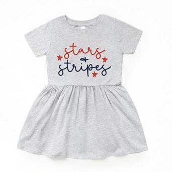 Patriotic Stars and Stripes Cursive - Infant Dress