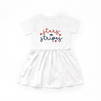 Patriotic Stars and Stripes Cursive - Infant Dress