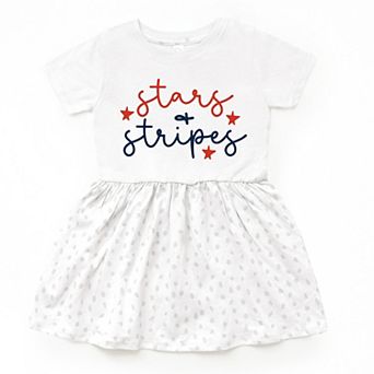 Patriotic Stars and Stripes Cursive - Infant Dress