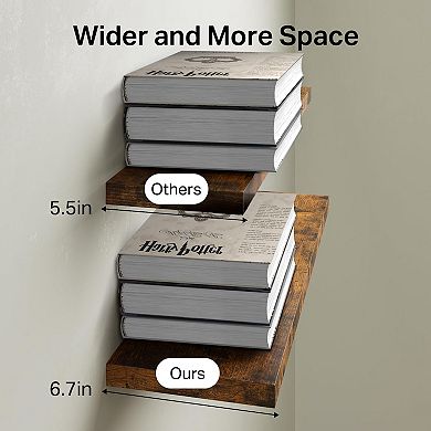 22.5inches 3PC Floating Shelves Rustic Wood Wall Mounted Storage Display