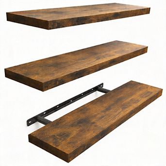 22.5 in 3 pc Floating Shelves Rustic Wood Wall Mounted Storage Display