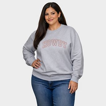 Embroidered Howdy Varsity - Women's Plus Sized Graphic Sweatshirt