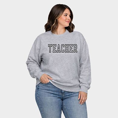 Embroidered Teacher Outline - Women's Plus Sized Graphic Sweatshirt