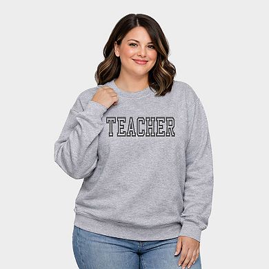 Embroidered Teacher Outline - Women's Plus Sized Graphic Sweatshirt