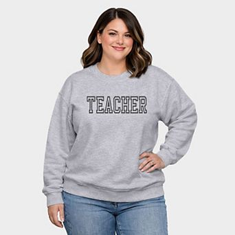 Embroidered Teacher Outline - Women's Plus Sized Graphic Sweatshirt