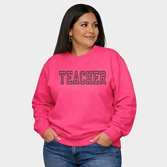 Embroidered Teacher Outline - Women's Plus Sized Graphic Sweatshirt