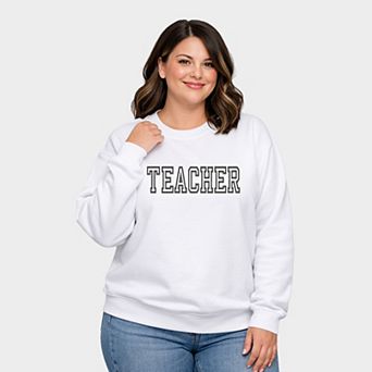 Embroidered Teacher Outline - Women's Plus Sized Graphic Sweatshirt
