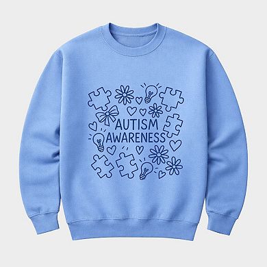 Autism Awareness Puzzle Outline - Women's Graphic Sweatshirt