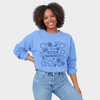 Autism Awareness Puzzle Outline - Women's Graphic Sweatshirt