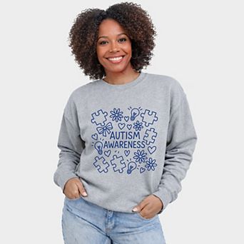 Autism Awareness Puzzle Outline - Women's Graphic Sweatshirt