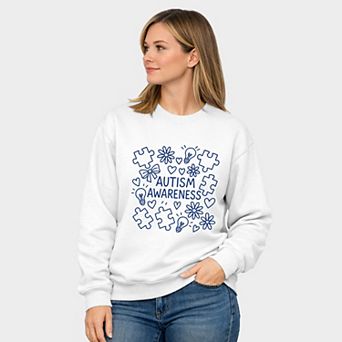 Autism Awareness Puzzle Outline - Women's Graphic Sweatshirt