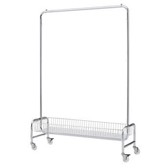 Pnronnc Rolling Clothes Rack with Storage Basket Heavy Duty Garment Rack for Hanging Clothes