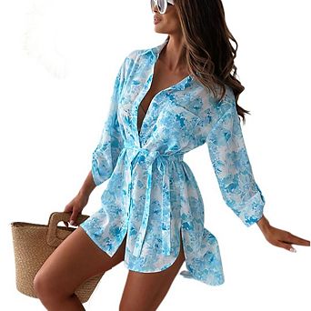 Women's Blouses Printed Long Sleeve Shirts Button Down Loose Fit Casual Blouses Business Tops