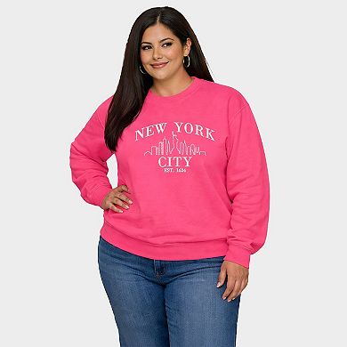 Embroidered New York City - Women's Plus Sized Graphic Sweatshirt