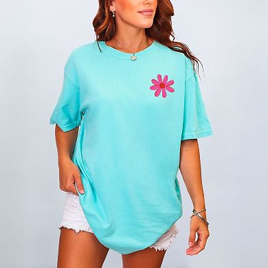 Happy Vibes Flower - Women's Garment Dyed Graphic T-Shirt