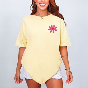 Happy Vibes Flower - Women's Garment Dyed Graphic T-Shirt