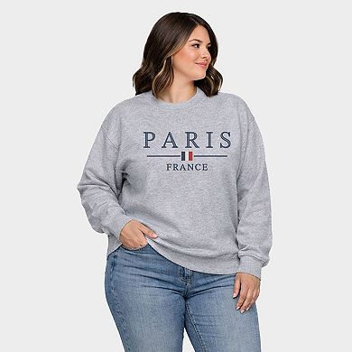 Embroidered Paris France Flag - Women's Plus Sized Graphic Sweatshirt
