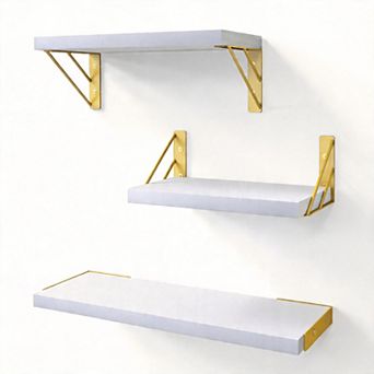 Set Of 3 Rustic Floating Wall Shelves Bedroom Living Room Kitchen Books Corner