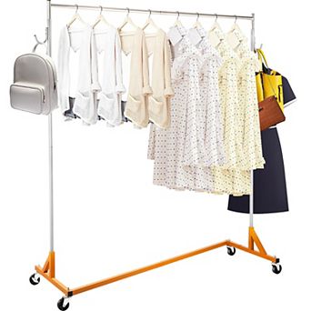 Pnronnc Industrial Z Rack Garment Rack Clothing Rack Drying Rack Roll Closet Organizer Height Adjust
